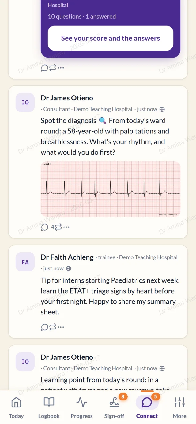 A community post asking colleagues to interpret an ECG